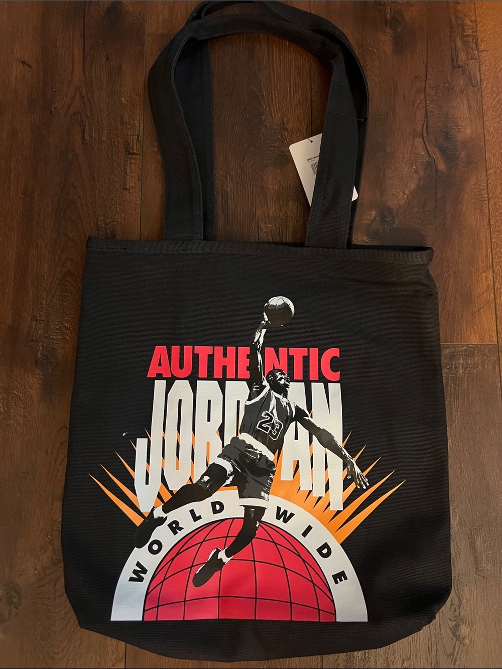 Jordan Black Tote with Red, White and Orange Graphic